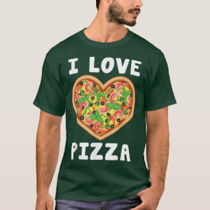 Camiseta Eu Adoro Pizza Comida Amantes Coração Dotado Engra