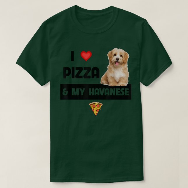 Camiseta Eu Adoro Pizza E Meu Cachorro Havapoo Pepperoni (Frente do Design)