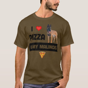 Camiseta Eu Adoro Pizza E Meu Cão Pepperoni Belga Malinois