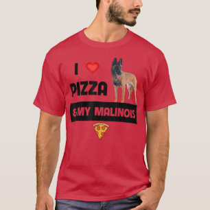 Camiseta Eu Adoro Pizza E Meu Cão Pepperoni Belga Malinois