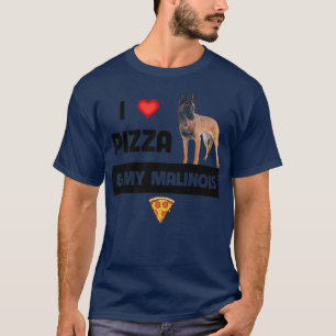 Camiseta Eu Adoro Pizza E Meu Cão Pepperoni Belga Malinois