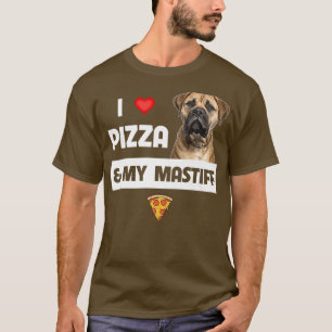 Camiseta Eu adoro Pizza e Meu Dono de Cachorro Mastiff Pepp