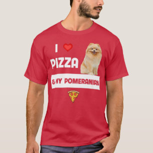 Camiseta Eu Adoro Pizza E Meu Pepperoni De Cão Pomerano