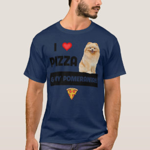 Camiseta Eu Adoro Pizza E Meu Pepperoni De Cão Pomerano