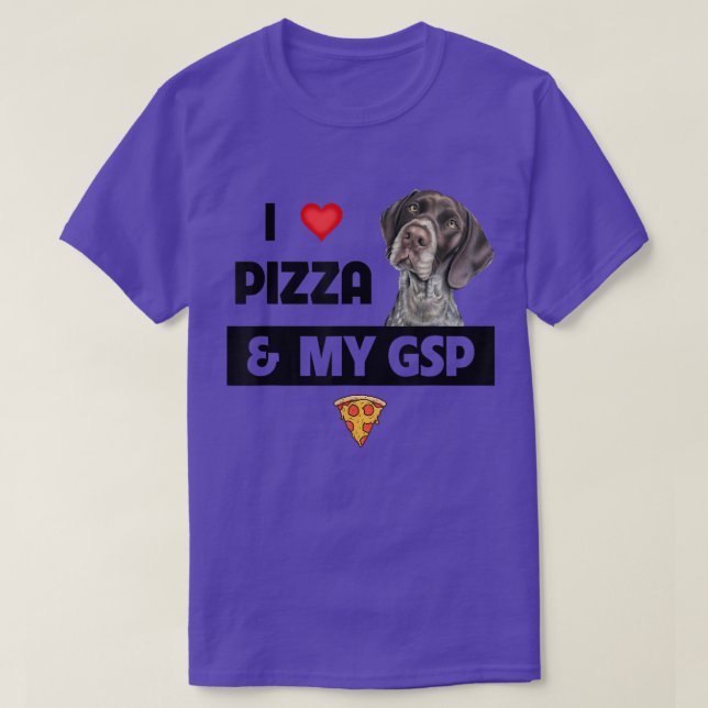 Camiseta Eu adoro pizza e meu ponteiro alemão abreviado do  (Frente do Design)