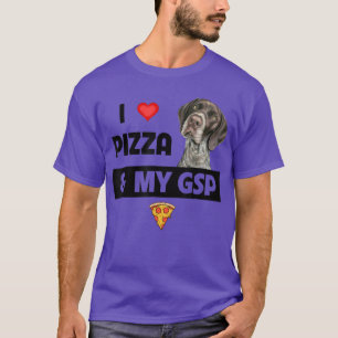 Camiseta Eu adoro pizza e meu ponteiro alemão abreviado do