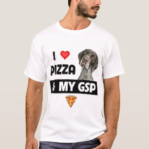 Camiseta Eu adoro pizza e meu ponteiro alemão abreviado do