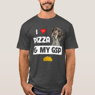 Camiseta Eu adoro pizza e meu ponteiro alemão abreviado do