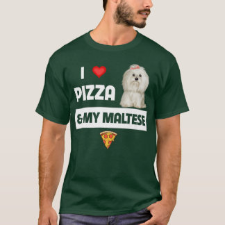 Camiseta Eu Adoro Pizza E Meu Queijo De Pepperoni Maltês