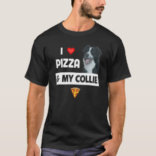 Camiseta Eu Adoro Pizza E Minha Fronteira Collie Dog Pepper