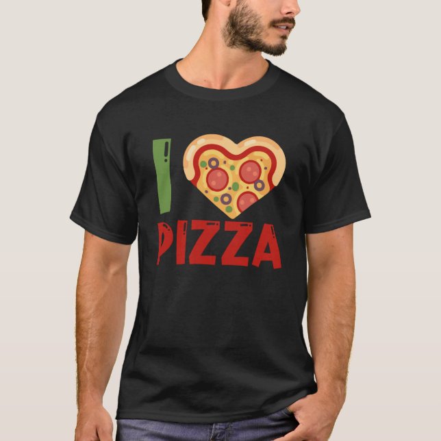 Camiseta Eu adoro Pizza Slice forma comida para mulheres (Frente)
