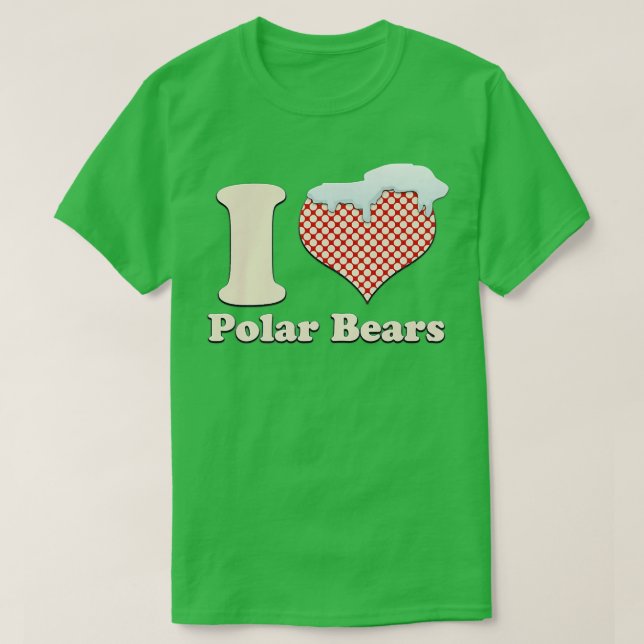 Camiseta Eu adoro Polar Bears Heart Premium (Frente do Design)