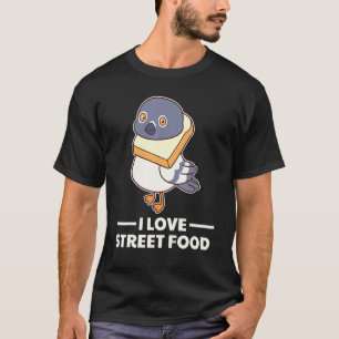 Camiseta Eu Adoro Pombo Da Comida Da Rua Com Pão De Banho