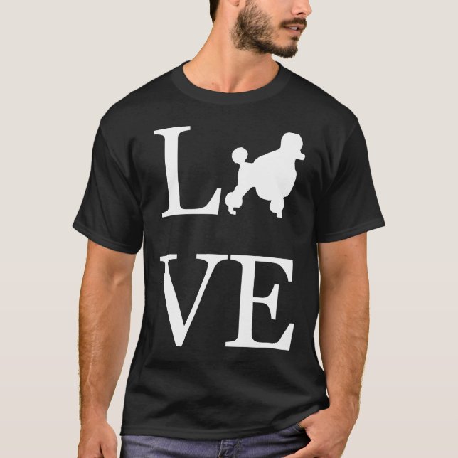 Camiseta Eu Adoro Poodle Silhouette Dog Lover Dift Mãe Pai  (Frente)
