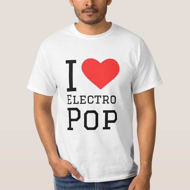 Camiseta Eu adoro pop de eletro (Frente)