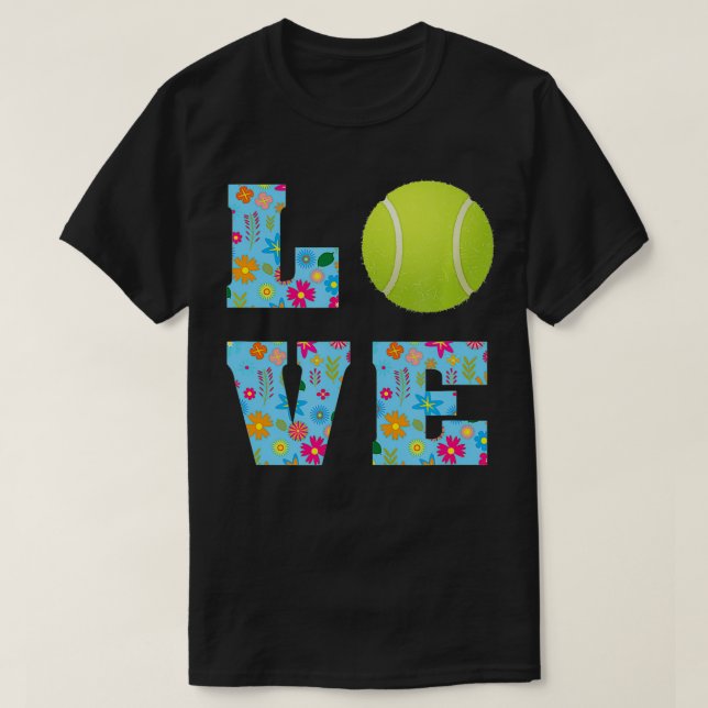 Camiseta Eu adoro presentes florais de Tênis de Tênis (Frente do Design)
