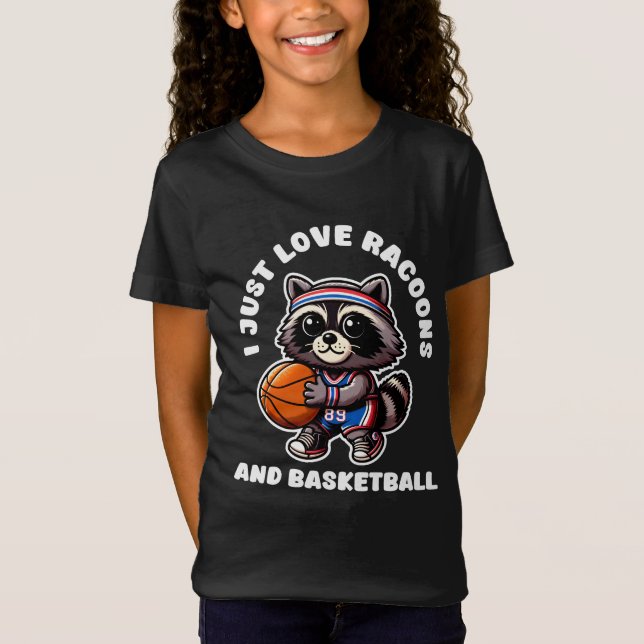 Camiseta Eu Adoro Racoes E Esportes De Basquete (Frente)