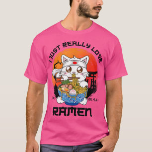 Camiseta Eu Adoro Ramen Cat Noodle Japonês