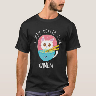 Camiseta Eu Adoro Ramen Curioso Cat Kawaii