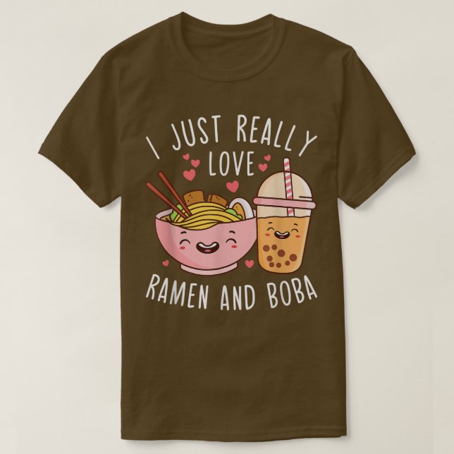 Camiseta Eu Adoro Ramen E Boba Bubble Tea Anime (Frente do Design)