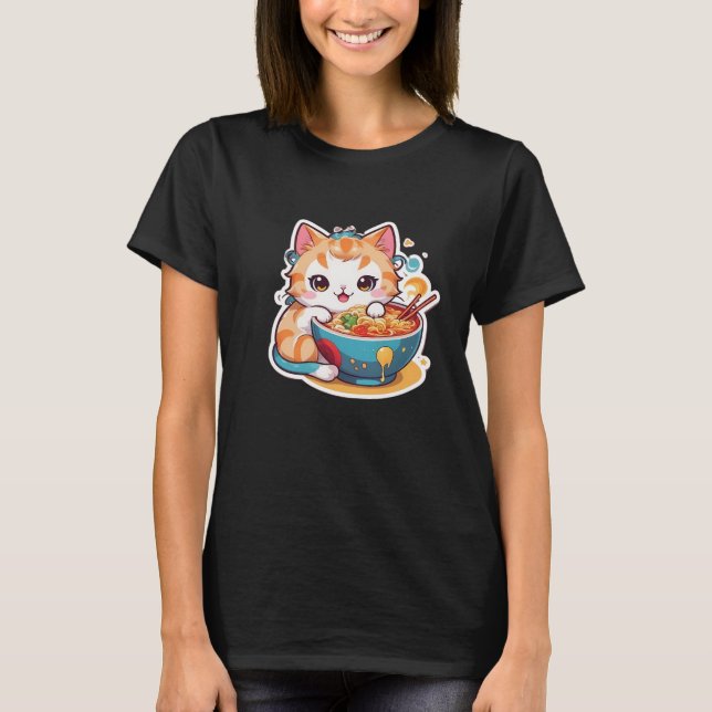 Camiseta Eu Adoro Ramen Kitten Tshirt (Frente)