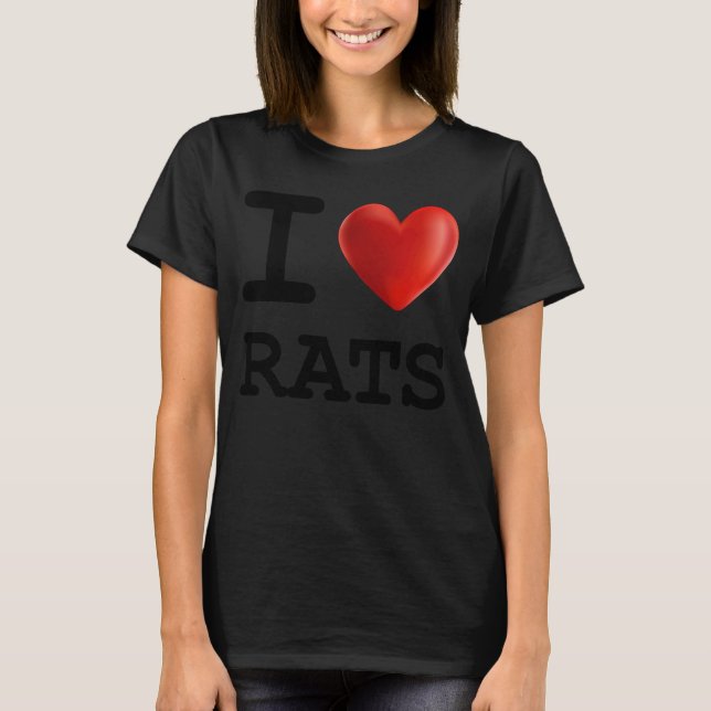 Camiseta Eu adoro RATS Animal Pet Heart (Frente)