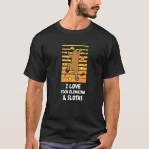Camiseta Eu Adoro Rock Escalando Sloths Sloth Wall Clima