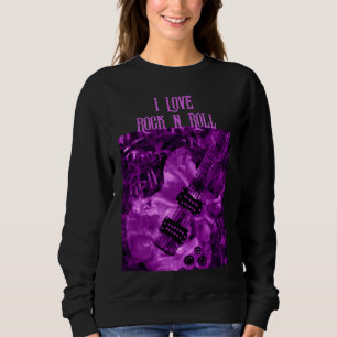 Camiseta Eu Adoro Rock N Roll Guitarra Pintando Púrpura