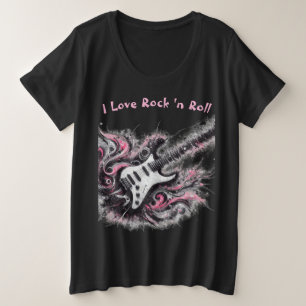 Camiseta Eu Adoro Rock N Roll Pintura Elétrica De Violão
