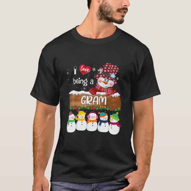 Camiseta Eu Adoro Ser Gram Snowman Com Snowmies Christma (Frente)