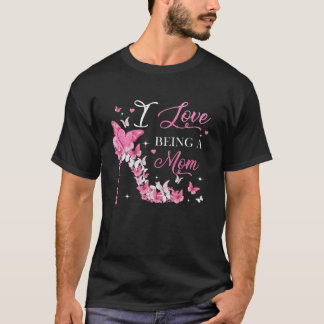 Camiseta Eu adoro ser mãe de alto salto borboletas mãe da m