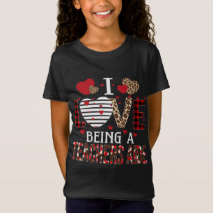Camiseta Eu Adoro Ser Professora Ao Lado De Corações Xadrez