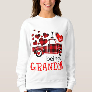 Camiseta Eu adoro ser um caminhão de Xadrez vermelha da vov