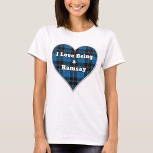 Camiseta Eu adoro ser um Coração de Tartan Azul-Ramsay Cl