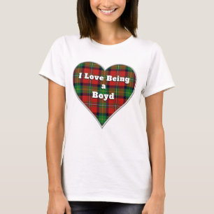 Camiseta Eu adoro ser um Coração Xadrez Boyd Clan Tartan
