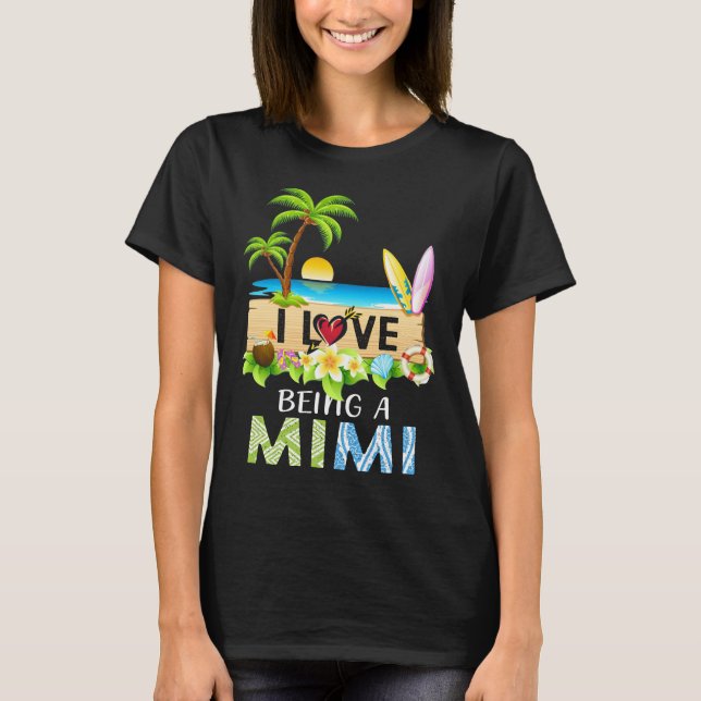Camiseta Eu adoro ser um mimi verão da família tee Beach (Frente)