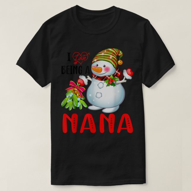 Camiseta Eu Adoro Ser Um Nana Xmas Snowman Scarf Christmas  (Frente do Design)