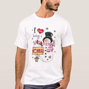 Camiseta Eu Adoro Ser Um Natal De Nonna Snowman Engraçado 