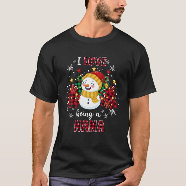 Camiseta Eu Adoro Ser Uma Árvore De Natal Nana Snowman Xmas (Frente)