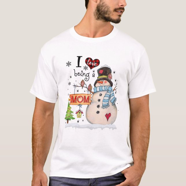 Camiseta Eu Adoro Ser Uma Mãe Snowman Natal Engraçado Xmas (Frente)