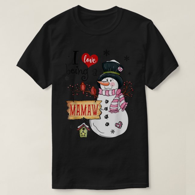 Camiseta Eu Adoro Ser Uma Mamaw Snowman Natal Engraçado Xma (Frente do Design)