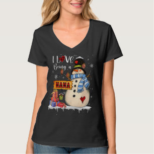 Camiseta Eu Adoro Ser Uma Nana Snowman Papai noel Família C