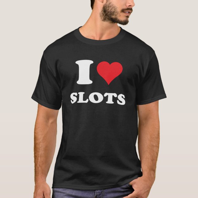Camiseta Eu Adoro Slots De Coração Engraçados Jogando Slots (Frente)