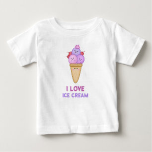 Camiseta Eu adoro Sorvete Cute Engraçado Verão Adorável