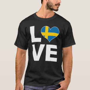 Camiseta Eu adoro Suecia de Sinalizador do Coração Suecia