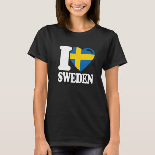 Camiseta Eu adoro Suecia Nacional e Suecia de bandeira suec