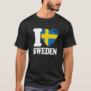 Camiseta Eu adoro Suecia Nacional e Suecia de bandeira suec