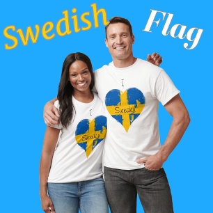 Camiseta Eu Adoro Suecia Pintada com Dificuldade de Bandeir