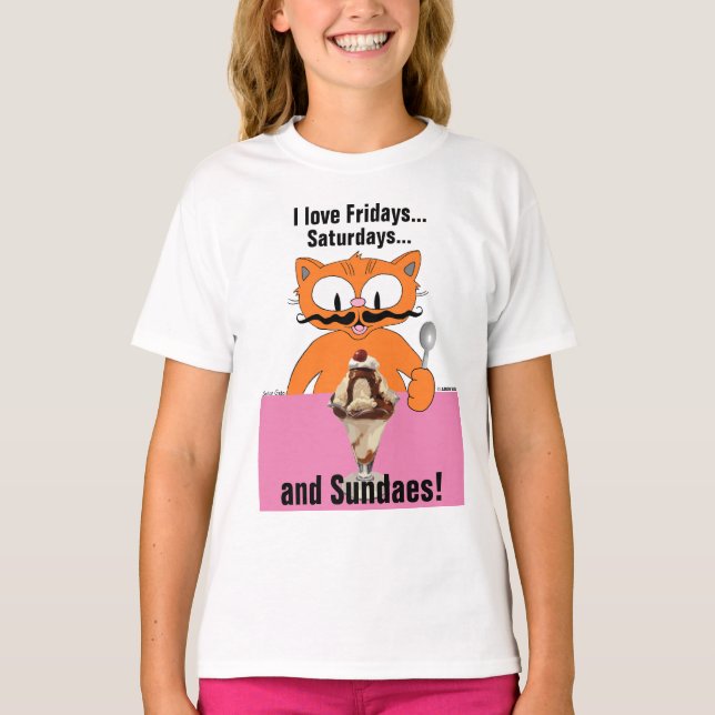 Camiseta Eu adoro Sundaes (domingos) Sorvete Verão (Frente)