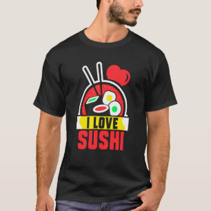 Camiseta Eu Adoro Sushi Comer Dizendo Refeição